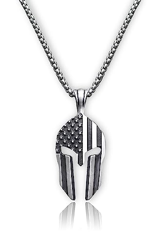 Gymish Lifestyle Workout Pendant Necklace, The Spartan Warrior Pendant, Self-Discipline, Hard Work, Dedication, Motivational Gift for Gym Lovers, Titanium Steel Necklace for Men