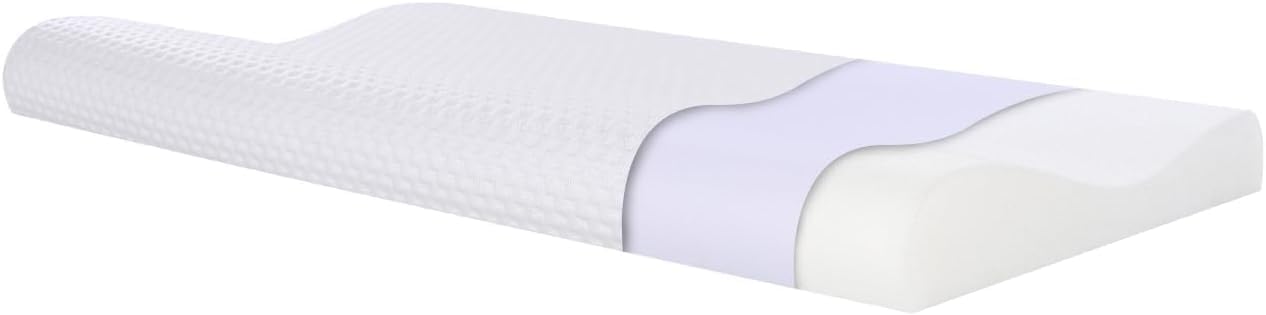 Photo 1 of SUQ I OME Slim Sleeper-Ultra Thin Memory Foam Neck Pillow, 1.9'' to 2.4 '' Height, Ultra Thin & Low Cervical Profile, Soft(23.6x13.7x2.4/1.9 inch)