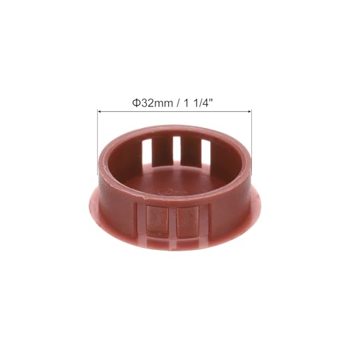 Image of MECCANIXITY 64PCS 32mm(1 1 /4 inch) Red Brown Plastic Hole Plugs, Flush Type Panel Hole Plugs Insert End Caps for Locking Hole Tubes Furniture Cabinet