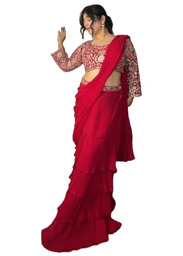 Ropa de fiesta india con el sari 11257 de georgette para bodas nocturnas