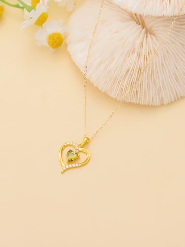 14K Gold Heart Pendant Necklace for Women 14kt Gold Birthstone Heart Necklace Birthday Christmas Gift for Her Sister Mom Wife Girlfriend, 16+2 Inch4