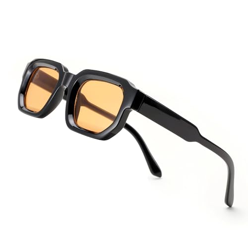 FEISEDY Retro Small Rectangle Sunglasses Women Men Fashion Thick Frame Chunky Square Shades B0202