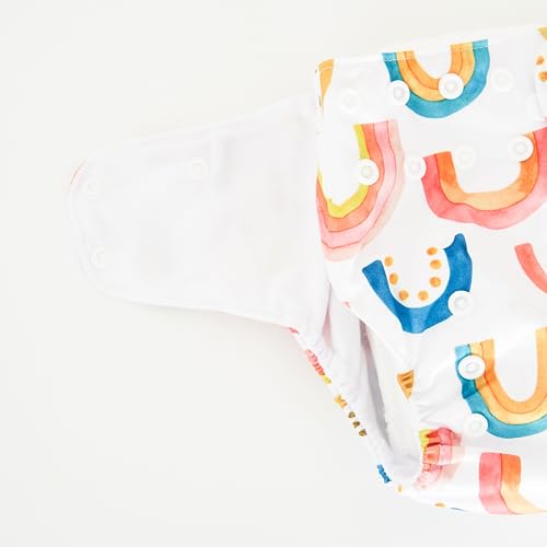 Image of HappyFlute 9 Sets Newborn Baby Cloth Pocket Diapers Adjustable Reusable for Baby Boys and Girls(6-33 pounds,0-3 Years),One Wet Bag+4Diapers and 4Inserts (AD06)