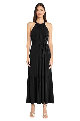 Maggy London Casual Sleeveless, Waist Tie, Maxi Unlined Halter Dresses for Women