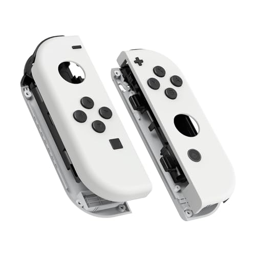 eXtremeRate Joycon Shell & Tasten, Matt DIY-Ersatz Gehäuse Grips Skin Hülle & Knöpfe Buttons Umbau Set für Nintendo Switch/Switch OLED Joycon Controller-Weiß [KEIN Joy Con]