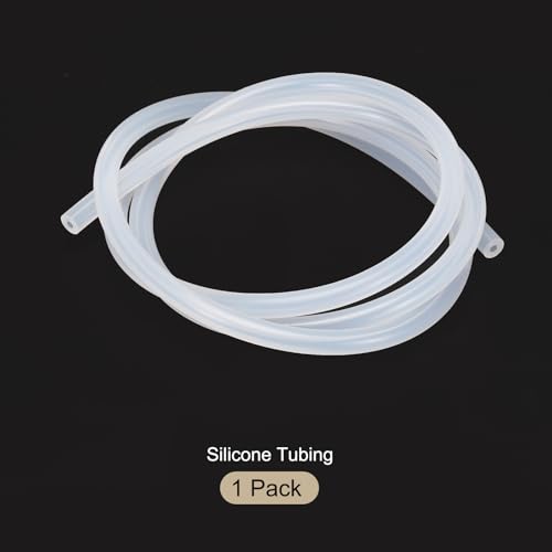 Image of 1m(3.3ft) 2mm(0.08 inch) ID x 6.4mm(1 /4 inch) OD Silicone Tubing Clear Industrial Plastic Tubing Pure Silicone Hoses for Pump Siphoning Draining Irrigation Brewing