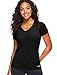 Zengjo Quick Dry Shirts Women Short Sleeve V Neck(Black,XL)
