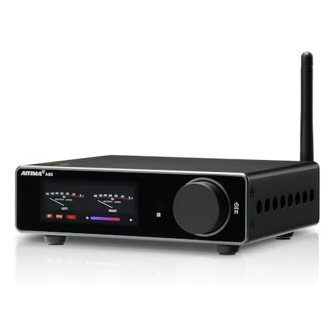AIYIMA A80 Bluetooth Amplifier DAC Stereo HiFi Home Audio Receiver with PFFB 2.0 Channel Hi-Res Class D Power Amp with PC-USB Coaxial Optical TRS RCA Input Cover