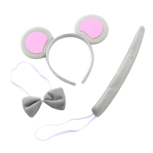 AYVRUOP AYV Maus-Rollenspiel-Set,3 Teile,Ohren,Fliege,Schwanz，Ostern,Maus Kostüm Cosplay,Halloween,Kinder Erwachsene