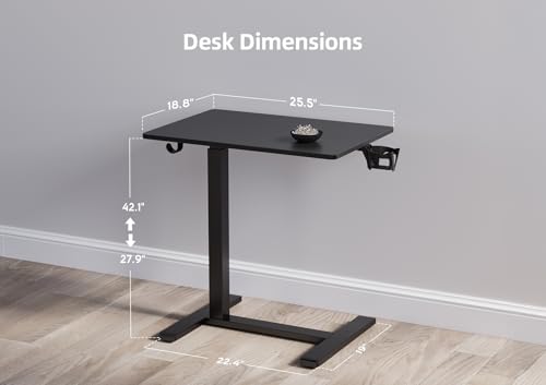 Image of Claiks Mobile Rolling Desk Small Portable Laptop Cart Bedside, 28 inch Black