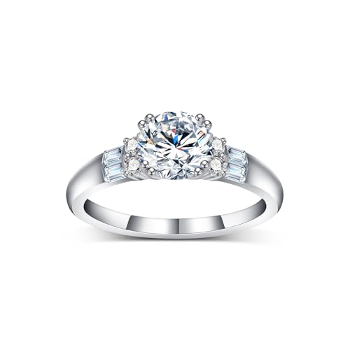 Round-Cut Moissanite Engagement Ring Set for Women, 18K 14K 10K Gold Round Brilliant Cut Moissanite Bridal Ring Set, Promise Ring Wedding Band Anniversary Birthday Jewelry Gift for Her2