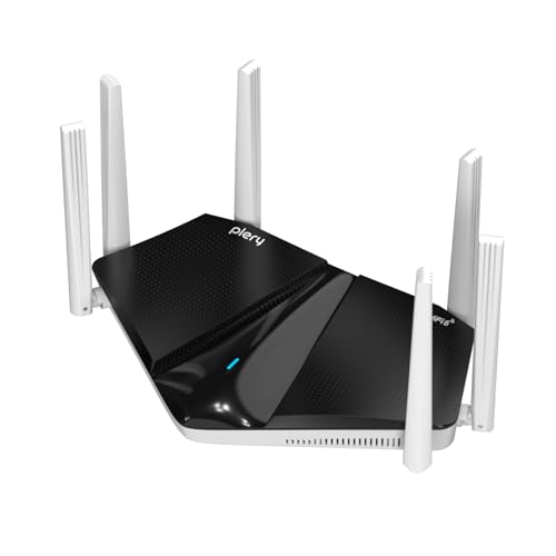 PLERY AX3000 WiFi 6 Router, Dual Band Gigabit Wireless Internet Router for Gaming & Streaming, 3000Mbps High Speed with 6 High-Gain Antennas, Long Range Coverage, EasyMesh Compatible, WPA3