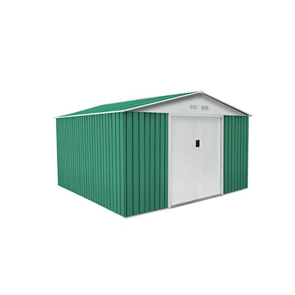 Gardiun KIS12130 - Metallhaus Bedford 11,59 m² Außenbereich, 361 x 321 x 205 cm, verzinkter Stahl grün