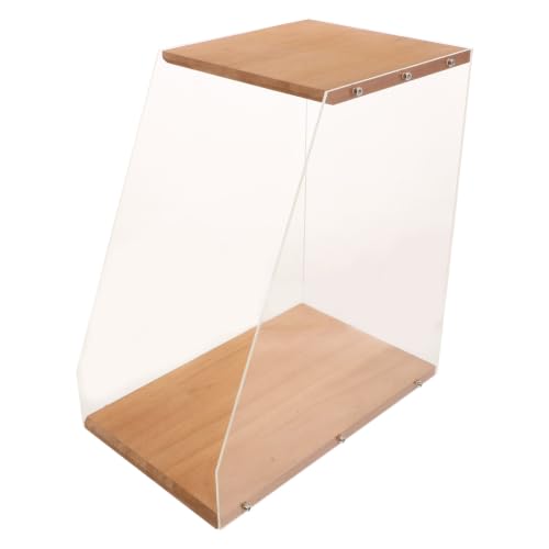 Estuche de madera para discos de vinilo con soporte anticaída para mesa