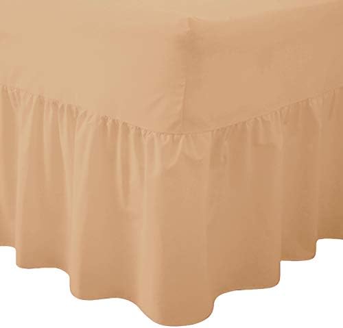AmigoZone Plain Pollycotton Valance Fitted Sheet Or Pillow Pair Cases (Double, Latte)