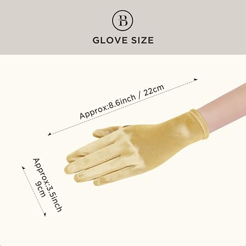 BABEYOND Short Satin Gloves for Women - Silk Opera Wedding Bridal Gloves Tea Party Banquet Costume 1920s Flapper Accessories