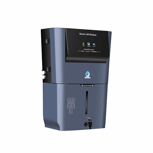 Image of Aroma RO Water Purifier | RO+UV+UF+TDS Adjuster | Zinc + Copper + Alkaline | 12L Storage | Smart LED Display | Borewell, Tanker & Municipal Water [GREY]