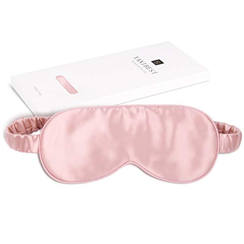 YANIBEST Natural Silk Sleep Mask - Pink Pure Mulberry 22 Momme Silk Eye Mask,Super-Smooth & Soft Comfortable Sleeping Mask for Women Men Night Sleeping,Travel