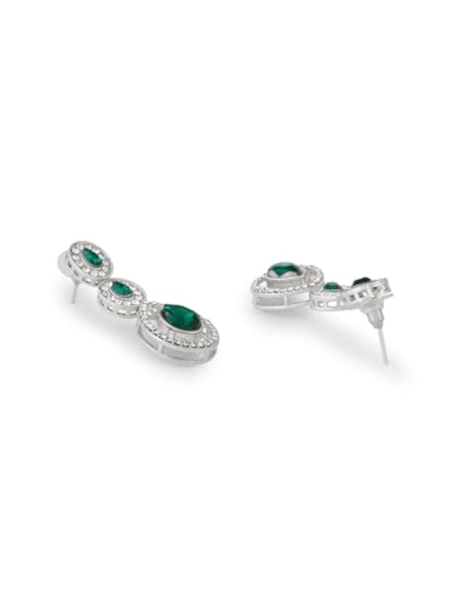 Green Dazzling Austrian Diamonds Necklace and Earring Set
