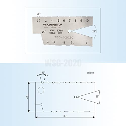 Acme Screw Thread Gauge 29 Degree Grinding Gage Tool Laser Engraving S/S #TOP3