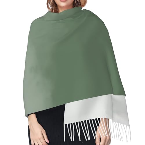 Sage Green Watercolor Ombre Imitation Cashmere Tassel Scarf Winter Scarf Autumn Softest Classic Warm4