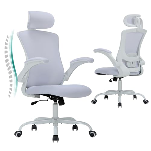 COLAMY Bürostuhl Ergonomisch, Netz-Schreibtischstuhl mit Verstellbarer Kopfstütze, Chefsessel Office Chair mit Lendenwirbelstütze, Verstellbarer Neigungsverschluss Drehstuhl, Weiß COLAMY Bürostuhl Ergonomisch, Netz-Schreibtischstuhl mit Verstellbarer Kopfstütze, Chefsessel Office Chair mit Lendenwirbelstütze, Verstellbarer Neigungsverschluss Drehstuhl, Weiß