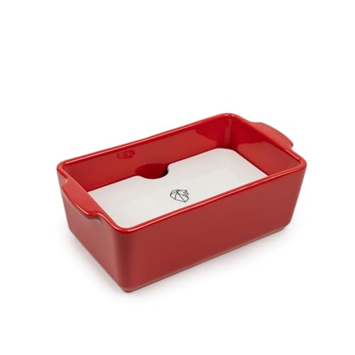 PEUGEOT - Ceramic Terrine with Press - 20 cm x 11 cm x 7.5 cm - Capacity: 0.65 L - 10 Year Guarantee - French Know-How - Red