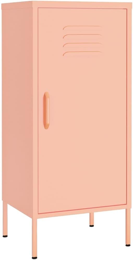 Pink Steel Storage Cabinet Medium Rectangular Indoor Home Storage Locker with Adjustable Shelves, Wall-Mount Safety, Durable Painted Finish for Living Room Organization