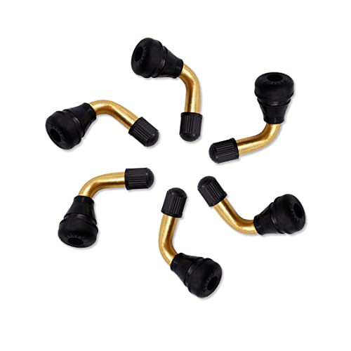 LIUJZZJ 6 Pièces Valve Pneu Tubeless Tige Valve De Pneu 90 Degrés avec Capuchon de sécurité Laiton Adaptateur de Tige de Valve Convient pour Motos Voitures Vélos Scooter