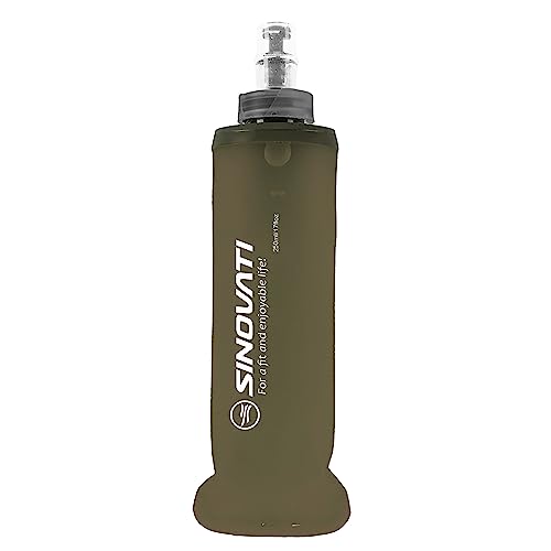 SINOVATI Borraccia pieghevole in TPU, Soft Flask, bottiglia d'acqua senza BPA, per zaino, bicicletta, trekking, campeggio e arrampicata (grigio scuro, 250 ml)