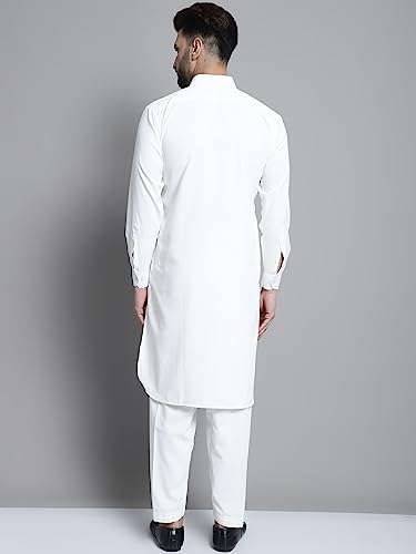 Image of Jompers Men's Cotton Solid Pathani Kurta With Pant