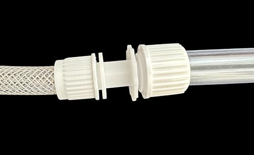 Plactic Hose Barb Reducer 1/2" to 3/8" ID Hose Barb Fitting with Support Collar Union Air Hose Pack of 2 Compatible with Sleep Number, Select Comfort and Other Brand Hoses.