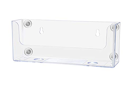 Marketing Holders Magnetic Brochure Holder Horizontal Bifold Display for 8.5 Inch Wide Envelopes or Advertisements Metal Mount Clear Acrylic Literature Caddy for Retail Stores and Offices