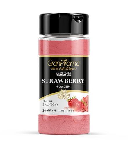 GranAroma Strawberry Fruit Powder, Juicy, Zesty, Perfect for Smoothies, Baking, Desserts, and Beverages (2 Ounce)