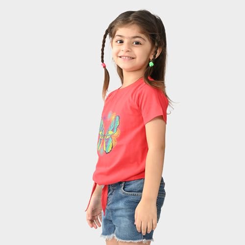 Image of BONKIDS Girls Tshirt (BON9475 4-5Y) Tomato Red