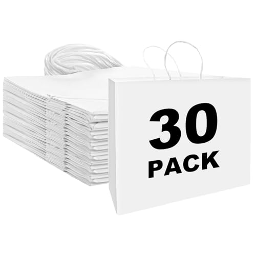 Sacs en papier blanc 32 x 27 x 11 cm grand volume anti-déchirure pour paquets cadeaux