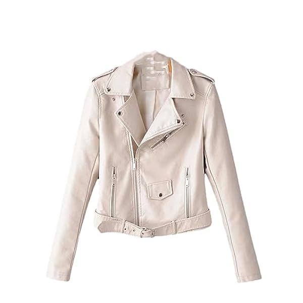 Adhdyuud Vrouwen Herfst Lederen Jas Motorfiets Klinknagel Ritsen Slanke Gesplitste Lederen Jas Bovenkleding