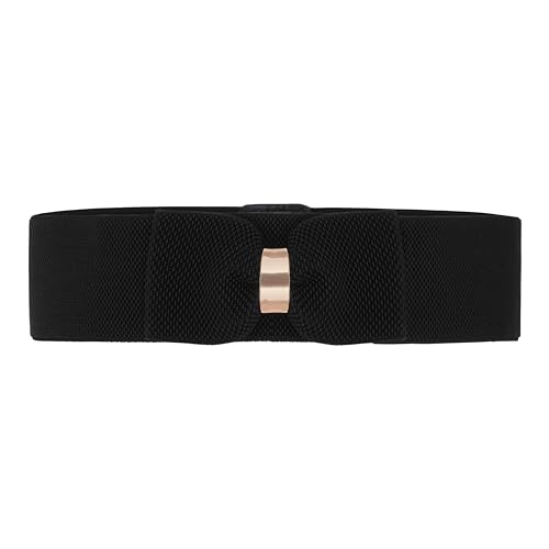 BlackButterfly 2.4 Inch Elastic Bow Waist Belt (Black, M)