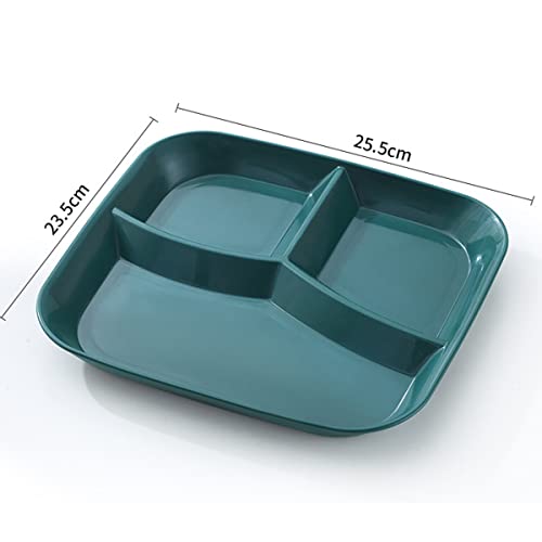 Aiyoo 2 Pack Square Portion Control Plates For Adults Weight Loss Plastic Reusable 3 Compartments Divided Dinner Plates - Microwave Dishwasher Safe Divided Plates For Outdoor, Camping, Party #TOP6