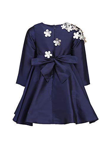 Image of A Little Fable Girl's Polyester Blend Fit and Flare Dress Knee Length (ALFgdr4922118 Navy Blue 7 8 Years)