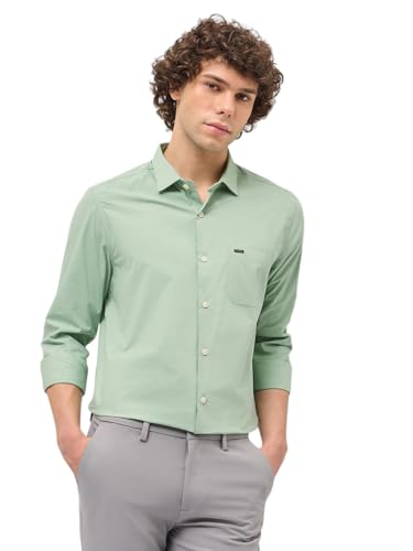 Image of THE BEAR HOUSE Men's Cotton Solid Tailored Fit Fomal Shirt