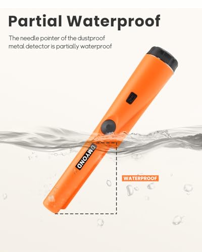 Image of Metal Detector Pinpointer, 360A‚Search Treasure Pinpointing Finder Probe with 9V Battery and LED, Waterproof Metal Detector for Treasure Hunting, Metal Detecting Accessories for Adults, Kids--Orange