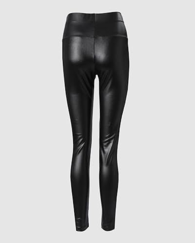 Women's Rhinestone Mesh Panel Side Pu Leather Pants High Waist Skinny Sexy Tights Slim Fit Casual Y2K Retro Clubwear3