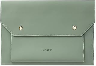 Simpolor 13.3 Laptop Bag Sleeve, Premium PU Leather Laptop Case for Notebook Tablet iPad Tab, Waterproof and Anti-Scratch Envelope Sleeve with Pockets, Ideas Xmas Gifts Green