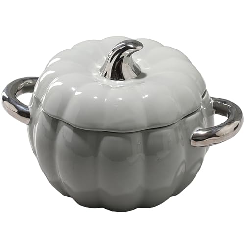 Olla de cerámica, Cacerola pequeña de cobre con tapa y asa, ideal for servir sopa(Silver)