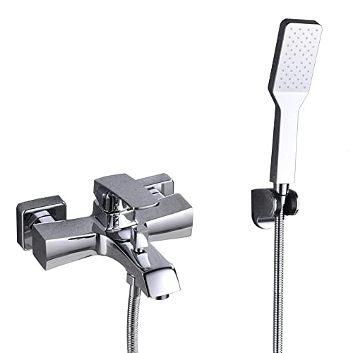 Robinets de bain mitigeur douche double fonction mural chrome