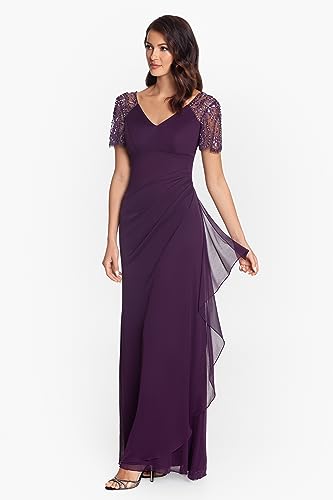 Xscape Female Long Sheer Matte Jersey Beaded Flutter Sleeve3