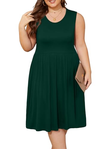 Image of DB MOON Womens 2026 Plus Size Tank Dresses Sleeveless Knee Length Sundress with Pockets