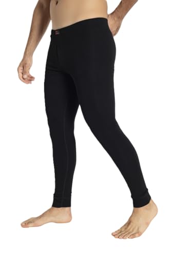 Men's Thermal Base Layer Leggings, Long Johns, Moisture-Wicking Winter Underwear, Made in Turkey, Black