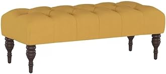 Storage Zeno Ottoman with Hidden Compartment, Rectangular 2 Seater Ottoman, Living Room Furniture, Storage Ottomans for Office, Bedroom, Living Room (Ivory) (Yellow Velvet)